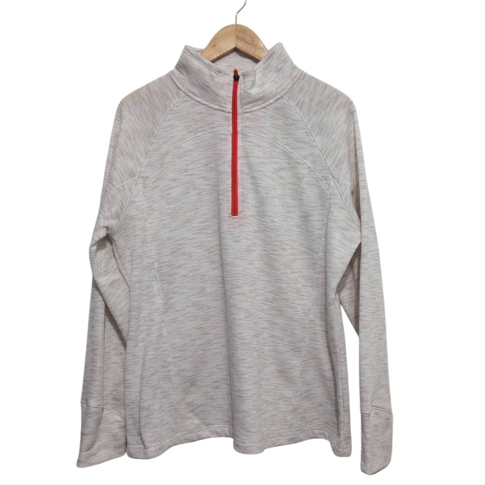 Tek Gear Half Zip Pullover New Oatmeal Fleece Orange Zipper